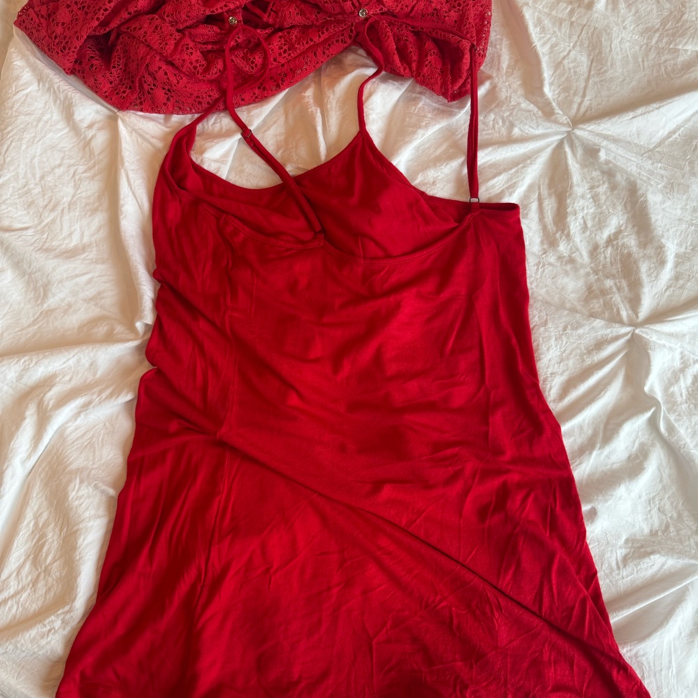 Free People Red Lace Mini Dress - Picture 8 of 14